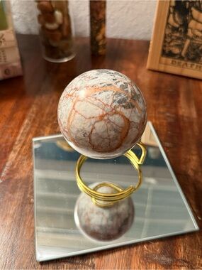 ✨ Red Vein / Spiderweb Jasper Polished Sphere • 299 g • 58.6 mm
